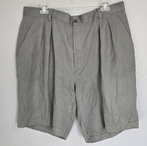 Tommy Bahama Men's Olive Green 100% Silk Pleated Shorts/ Size 38